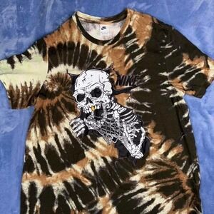 Nike brown tie-dye skull t-shirt men Size XXL